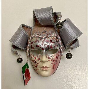 Italian Mask Hand-painted Made in Italy With headdress Venetian Mask Tags